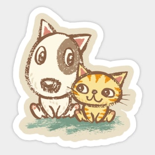 Dog and cat with good relations Sticker